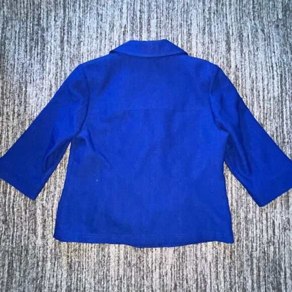 Allison Daley Womens Blazer Size 8P Blue Notch Lapel 3/4 Sleeves‎ Button Front - Picture 2 of 10